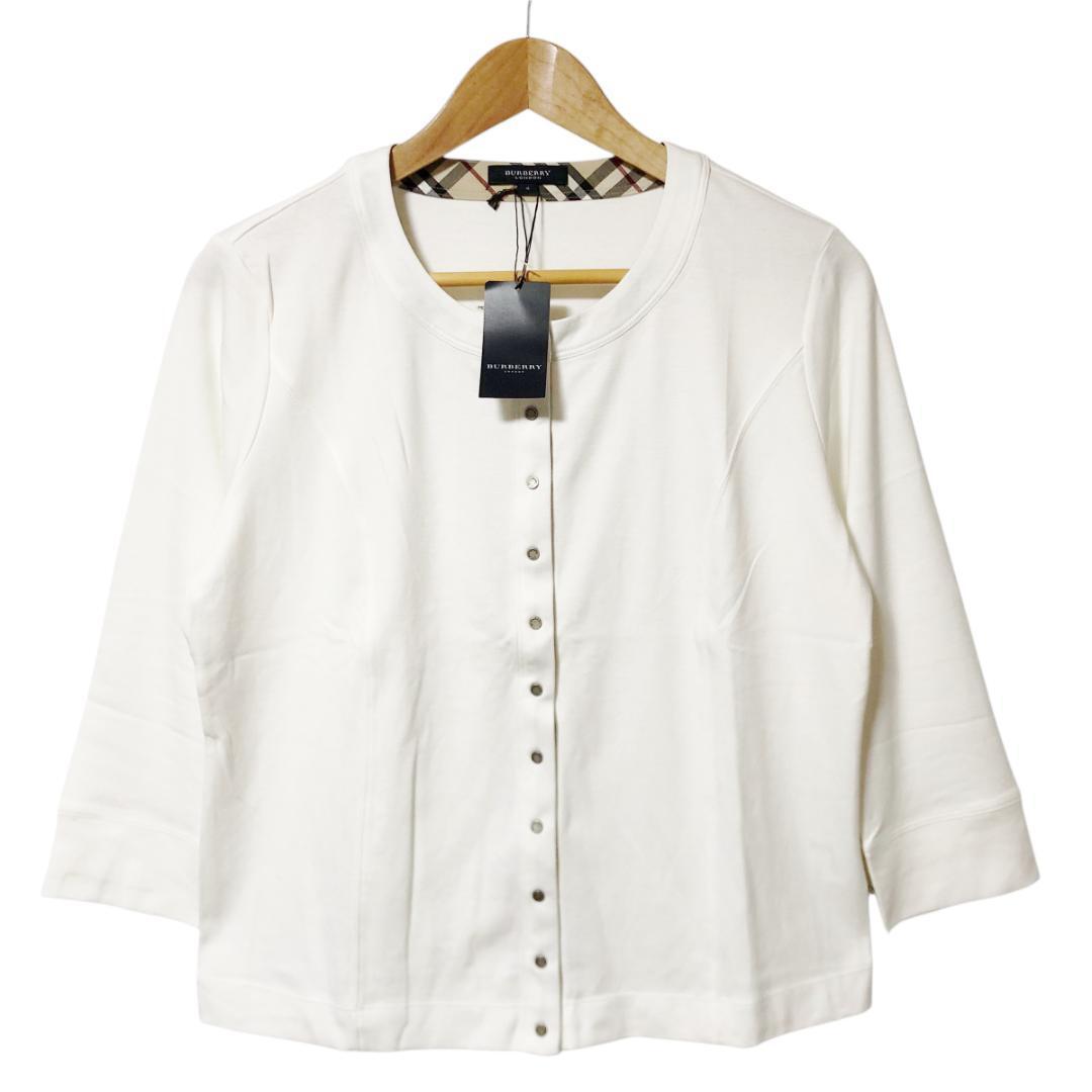 BURBERRY バーバリー カーディガン 七分袖 ノバチェック コットン 4 白 ホワイト レディース M2拍卖