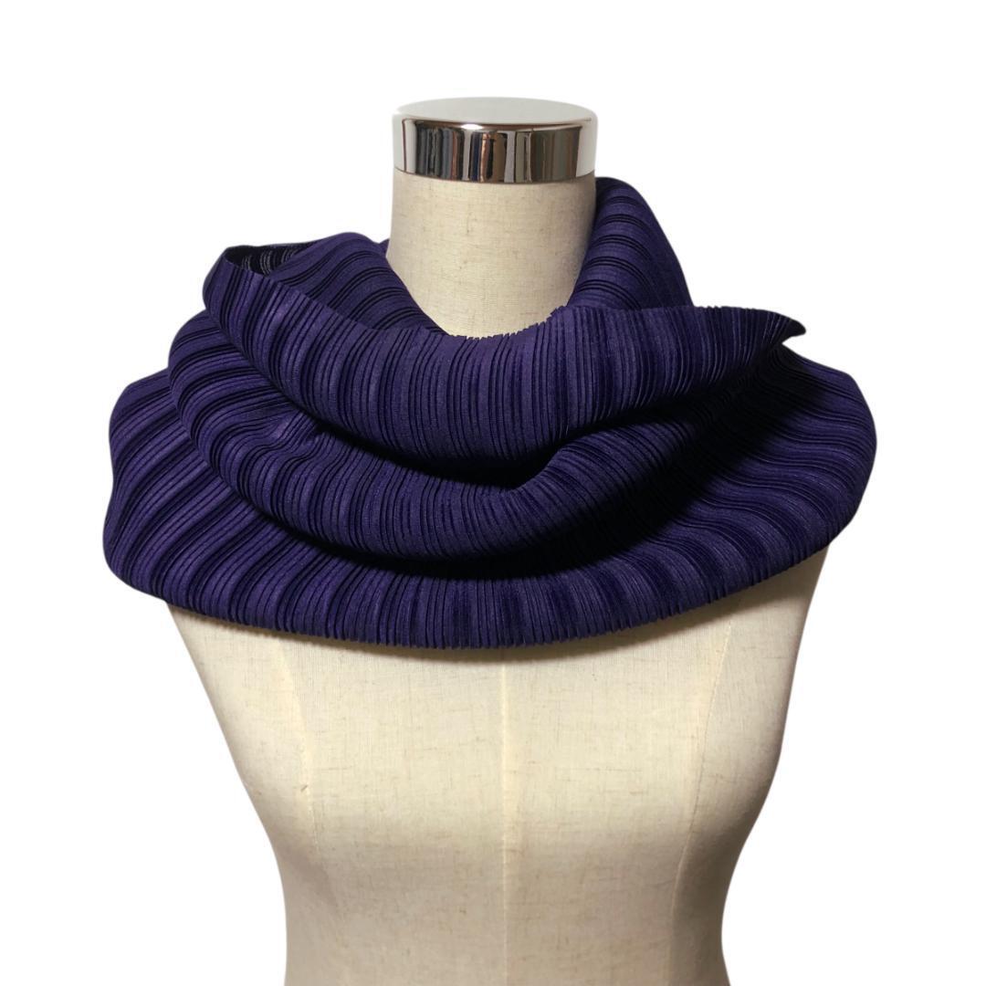 PLEATS PLEASE プリーツプリーズ プリーツ スヌード チューブ ストール ネイビー 日本製 MST1拍卖