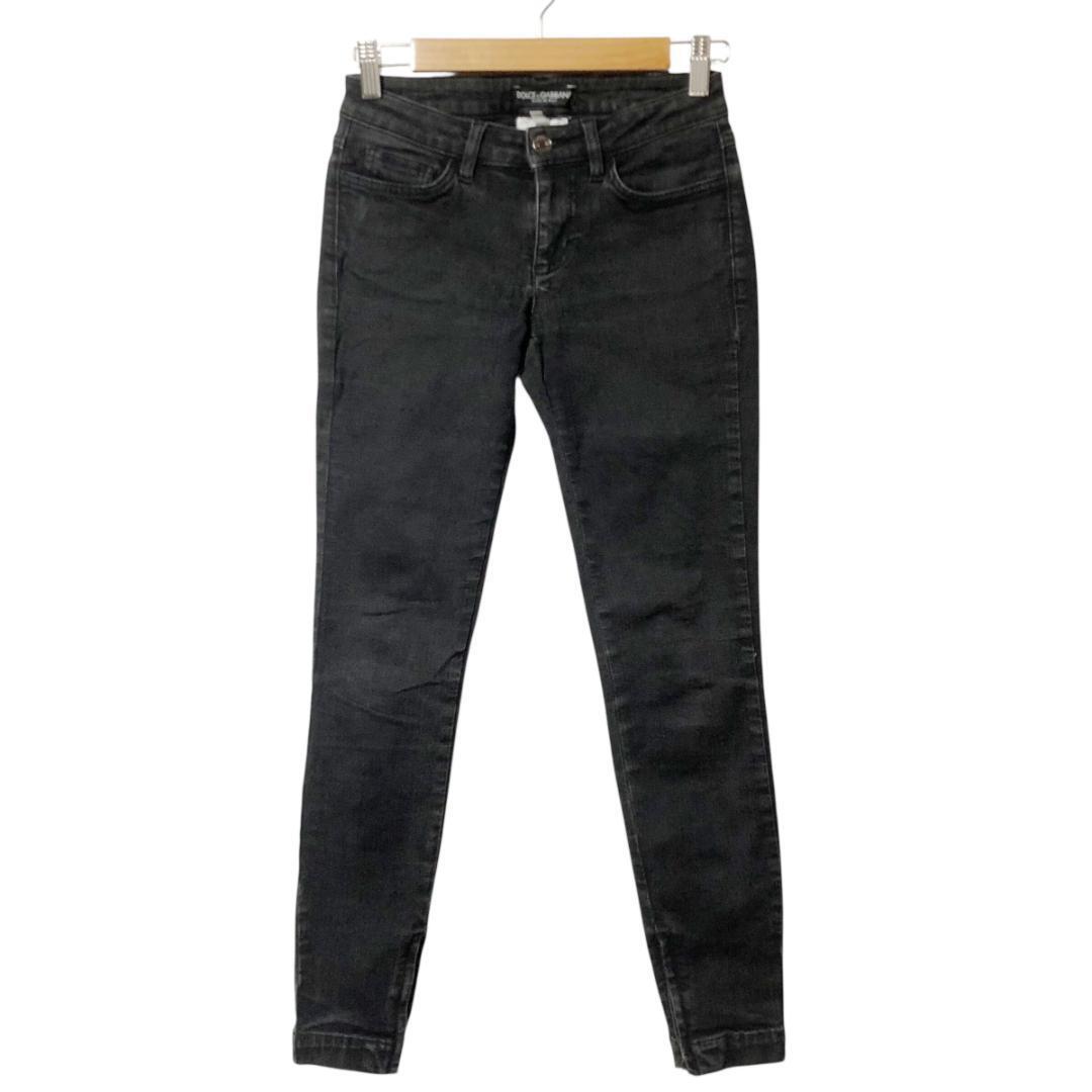DOLCE&GABBANA ドルチェ&ガッバーナ ブラック デニムパンツ スキニー ストレッチ 裾ジップ ジーンズ 36 黒 イタリア製 レディース M14拍卖