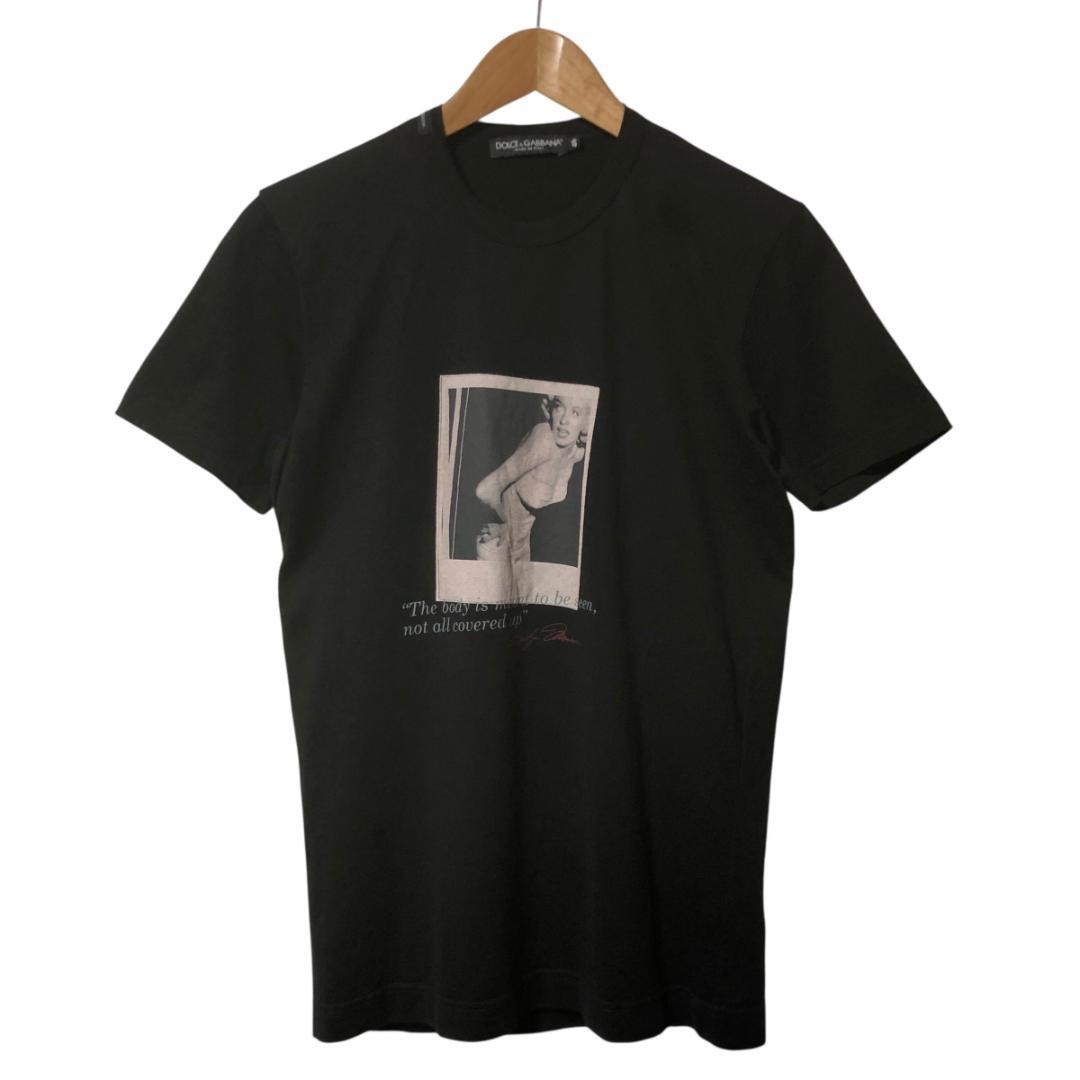 DOLCE&GABBANA ドルチェ&ガッバーナ Marilyn Monroe マリリンモンロー フォト Tシャツ 半袖 ロゴ 46 黒 ブラック メンズ M1拍卖