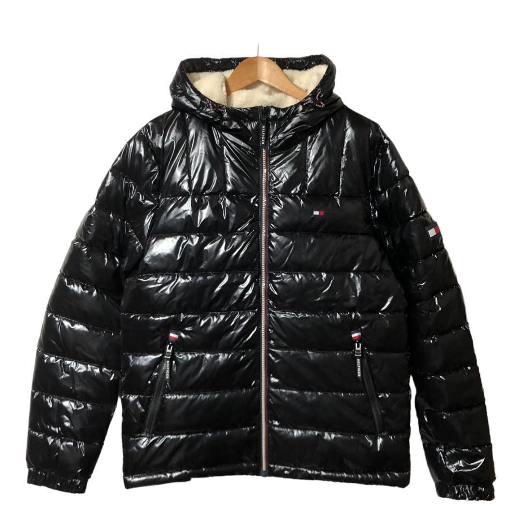 TOMMY HILFIGER トミーヒルフィガー パッファージャケット 中綿ジャケット パーカー ロゴ S 黒 ナイロン ジップアップ メンズ M6拍卖