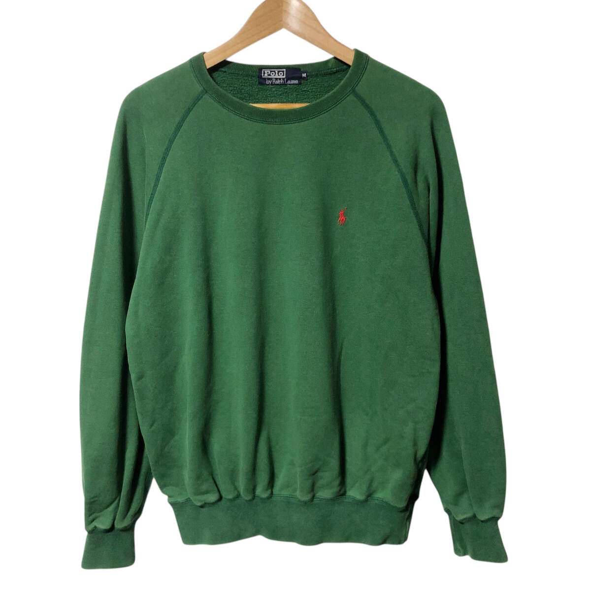 Polo Ralph Lauren ポロバイラルフローレン スウェット トレーナー ポニー刺繍 裏起毛 M グリーン 90s メンズ A4拍卖