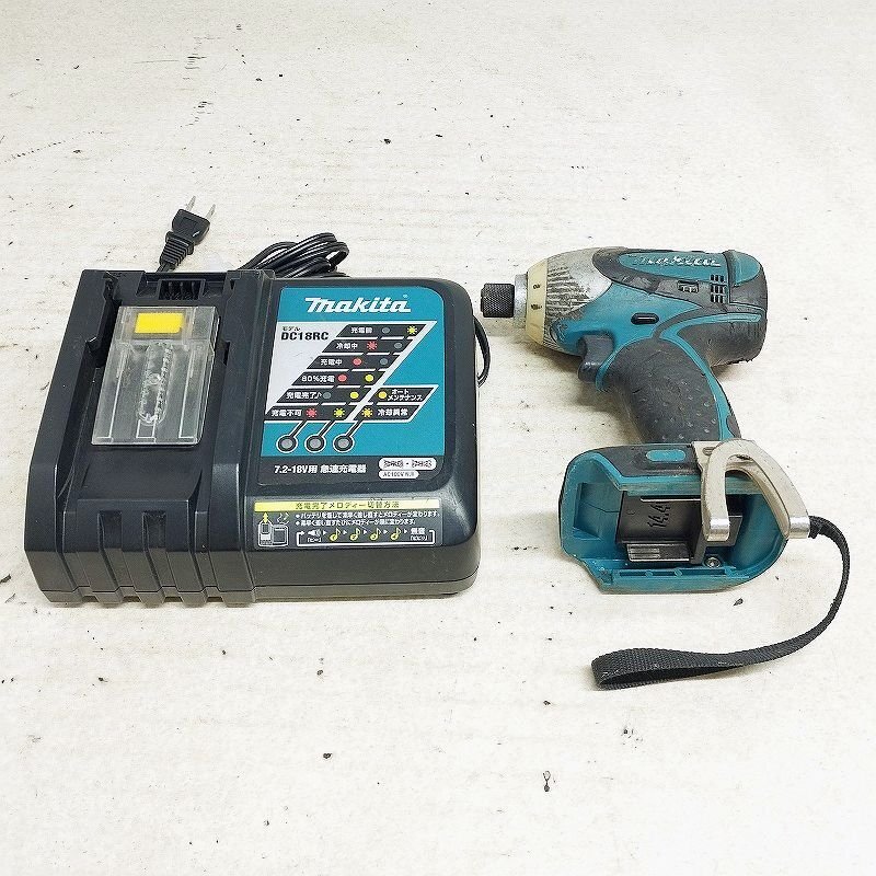【1円~】makita マキタ 14.4V 充電式インパクトドライバ TD130D 本体・充電器セット 中古拍卖