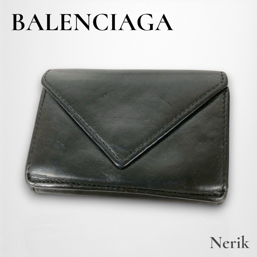 BALENCIAGA バレンシアガ コンパクト財布 三つ折り ペーパーミニ 高級 ブランド エレガント 送料無料!拍卖
