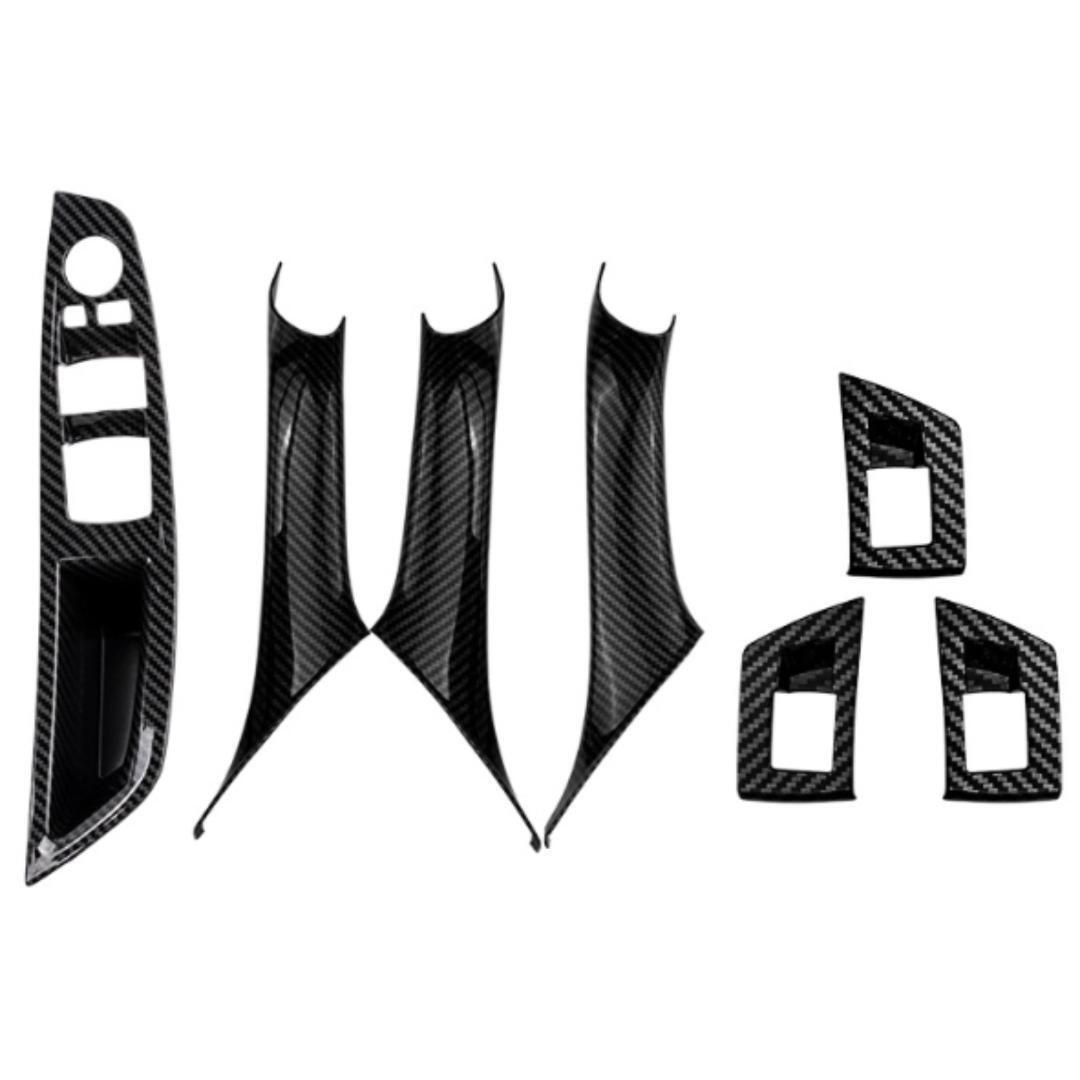 BMW 5シリーズ インナードアハンドル P/Wスイッチカバー 7点 F10 F11 カーボン調 ベタつき対策 内装 パネル 管理V5拍卖