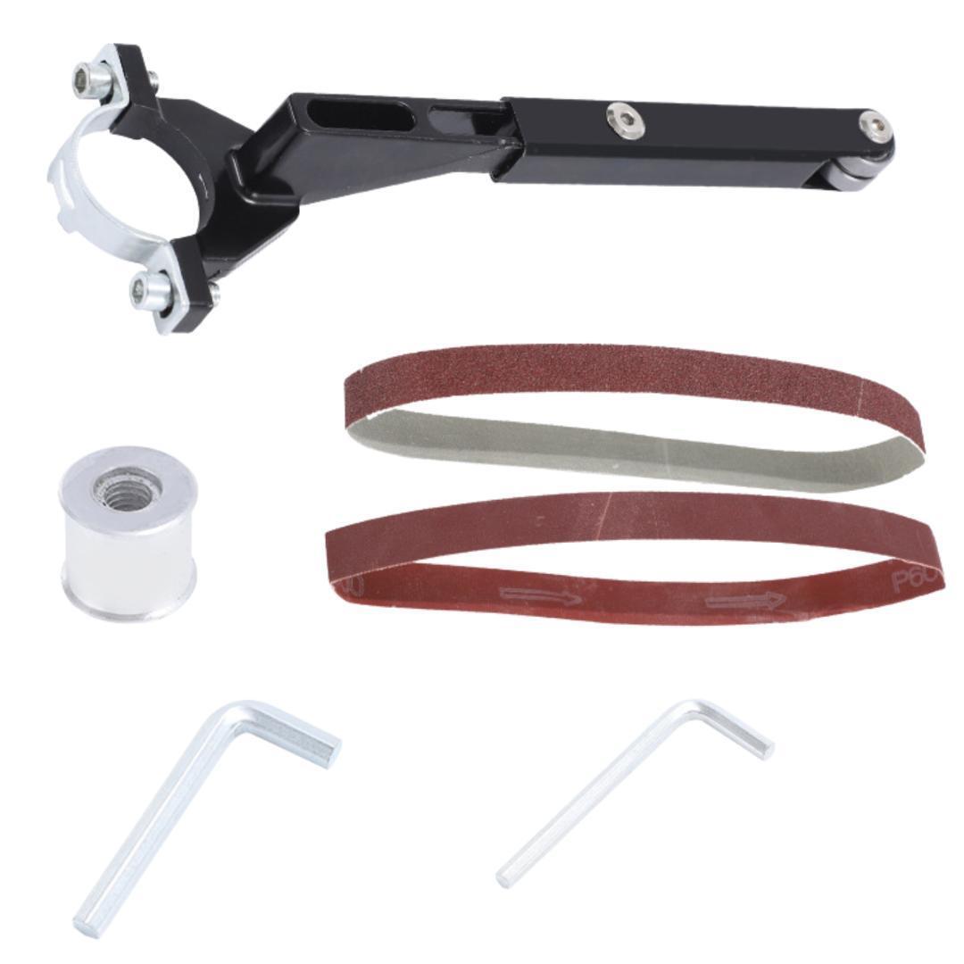 ベルトサンダー アタッチメント グラインダー M10 変換 ヘッド 替えベルト付 研磨 溶接ビード除去 バリ取り 工具 DIY 管理A5拍卖