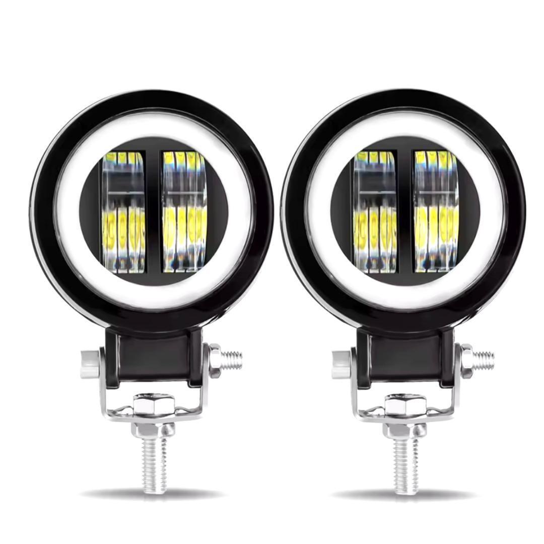 LEDワークライト イカリング付 20W 2個 12V 24V 2モード 作業灯 フォグ デイライト バイク 車 防水 汎用 小型 プロジェクター 管理E1拍卖