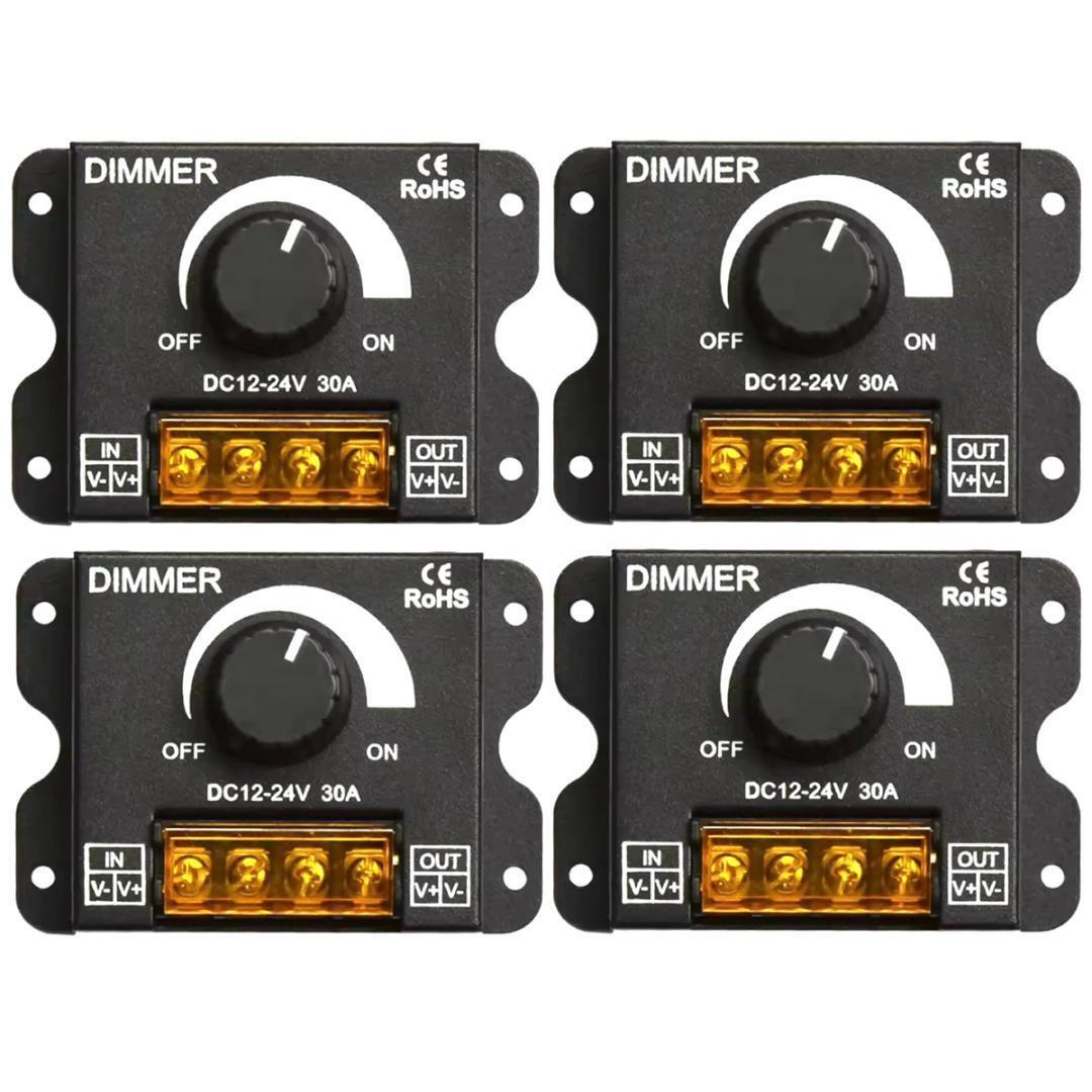 調光器 LED スイッチ 4個 調光 コントローラー ボリューム式 12V 24V 30A ディマー 無段階 明るさ 光 調節 交換 カスタム 管理A3拍卖