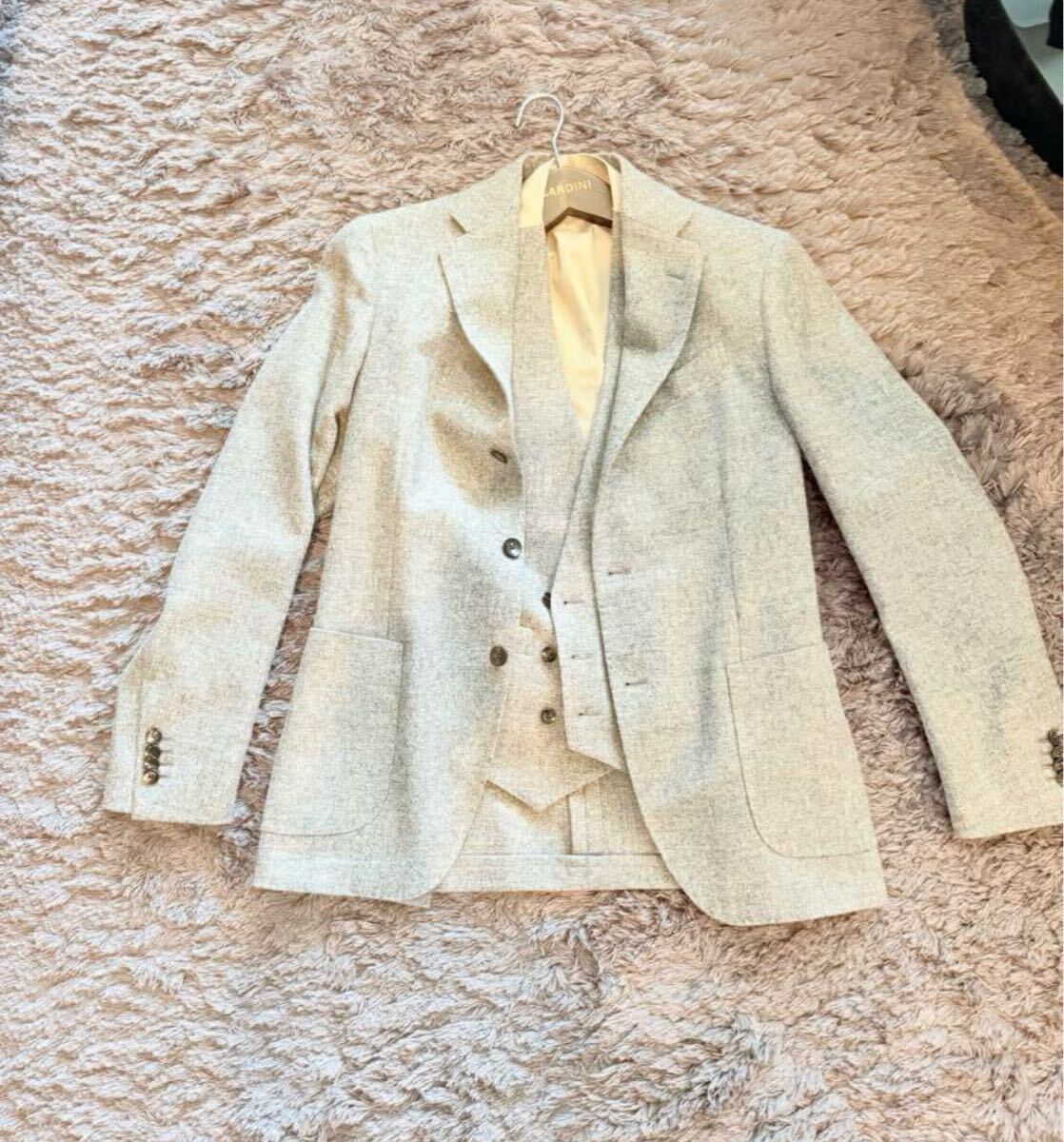 秋冬 LARDINI ラルディーニ ニットジャケット・ベストセット グレーMサイズ ジャケット46 ベスト44拍卖