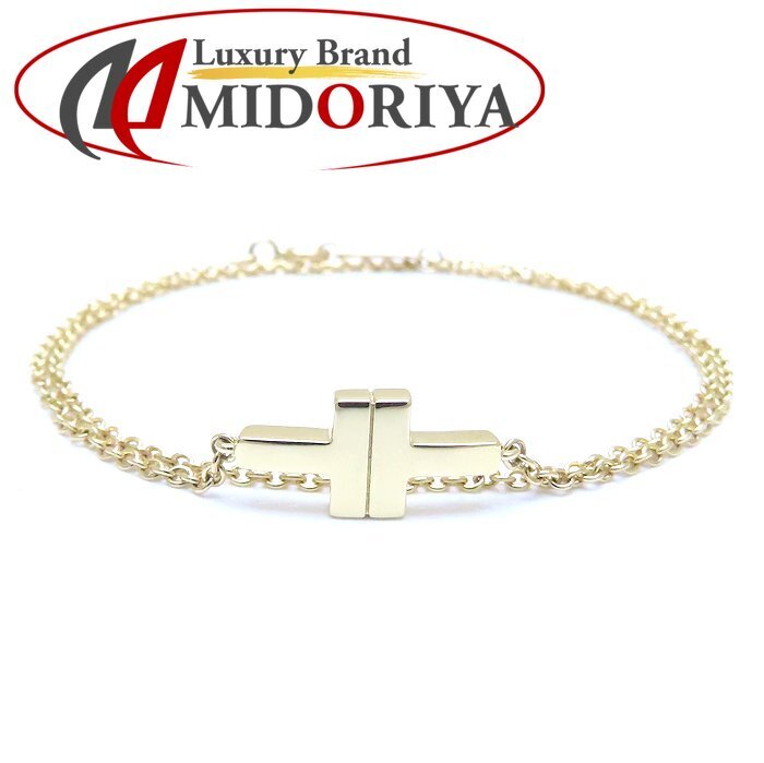TIFFANY&Co. ティファニー T TWO ダブルチェーン ブレスレット K18YG イエローゴールド レディース/294373【中古】拍卖
