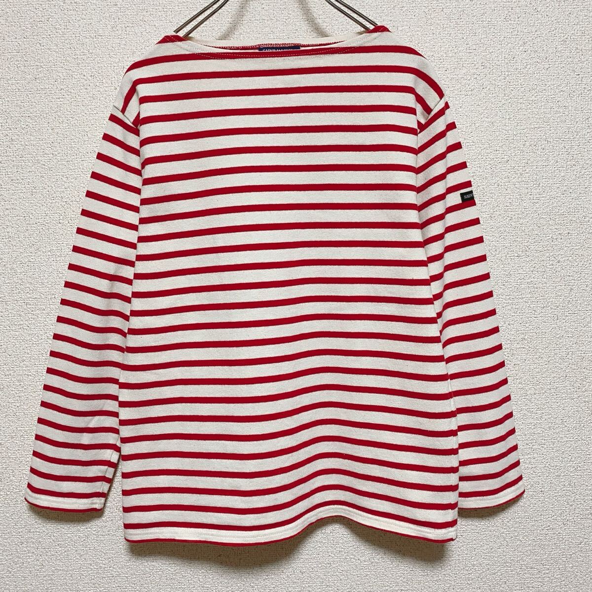 SAINT JAMES■ウェッソン ボーダー ボートネック カットソー■レディースT1 XS 赤■セントジェームス 長袖 トップス OUESSANT バスクシャツ拍卖