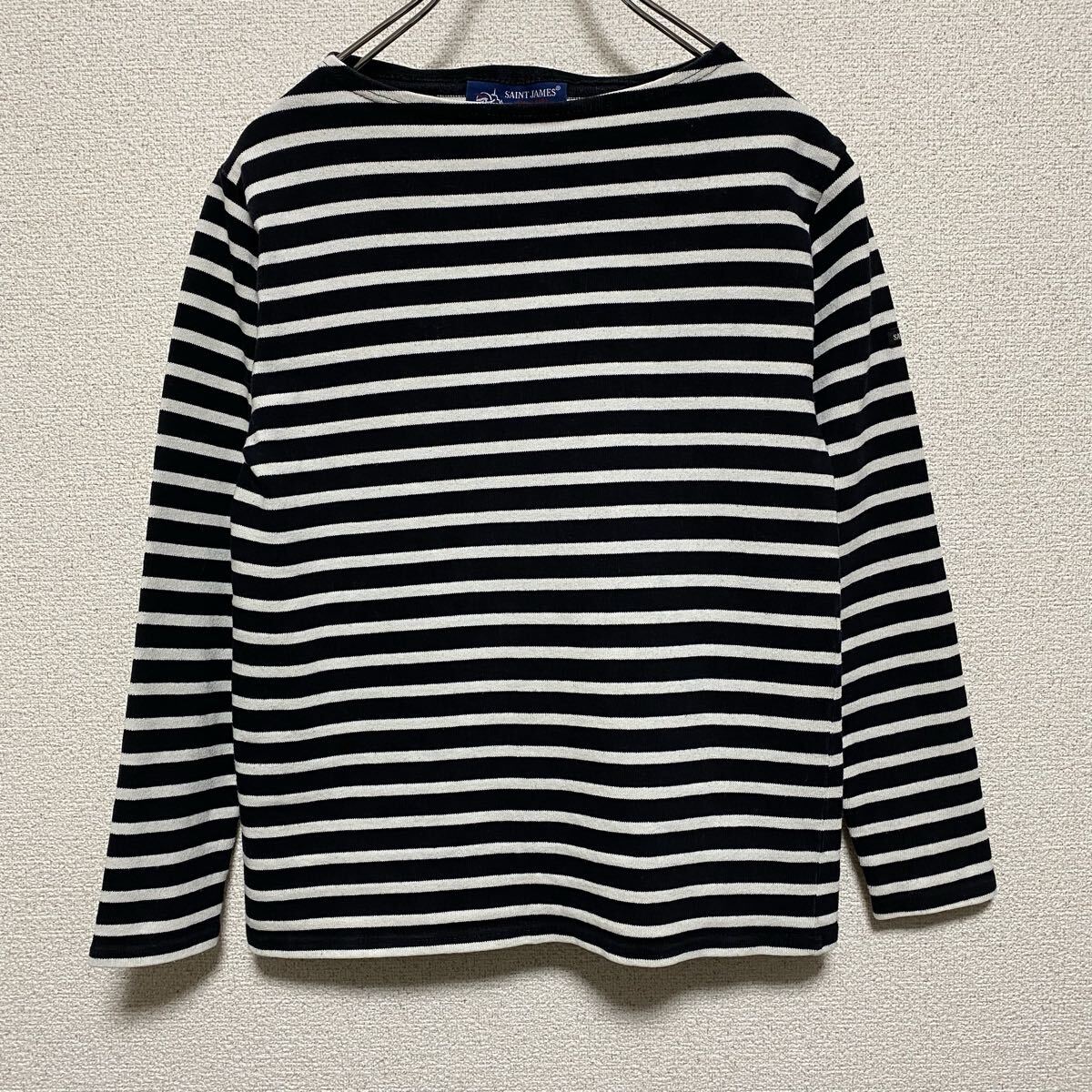 SAINT JAMES■ウェッソン ボーダー ボートネック カットソー■レディースT0 XXS黒■セントジェームス OUESSANT 長袖 トップス バスクシャツ拍卖