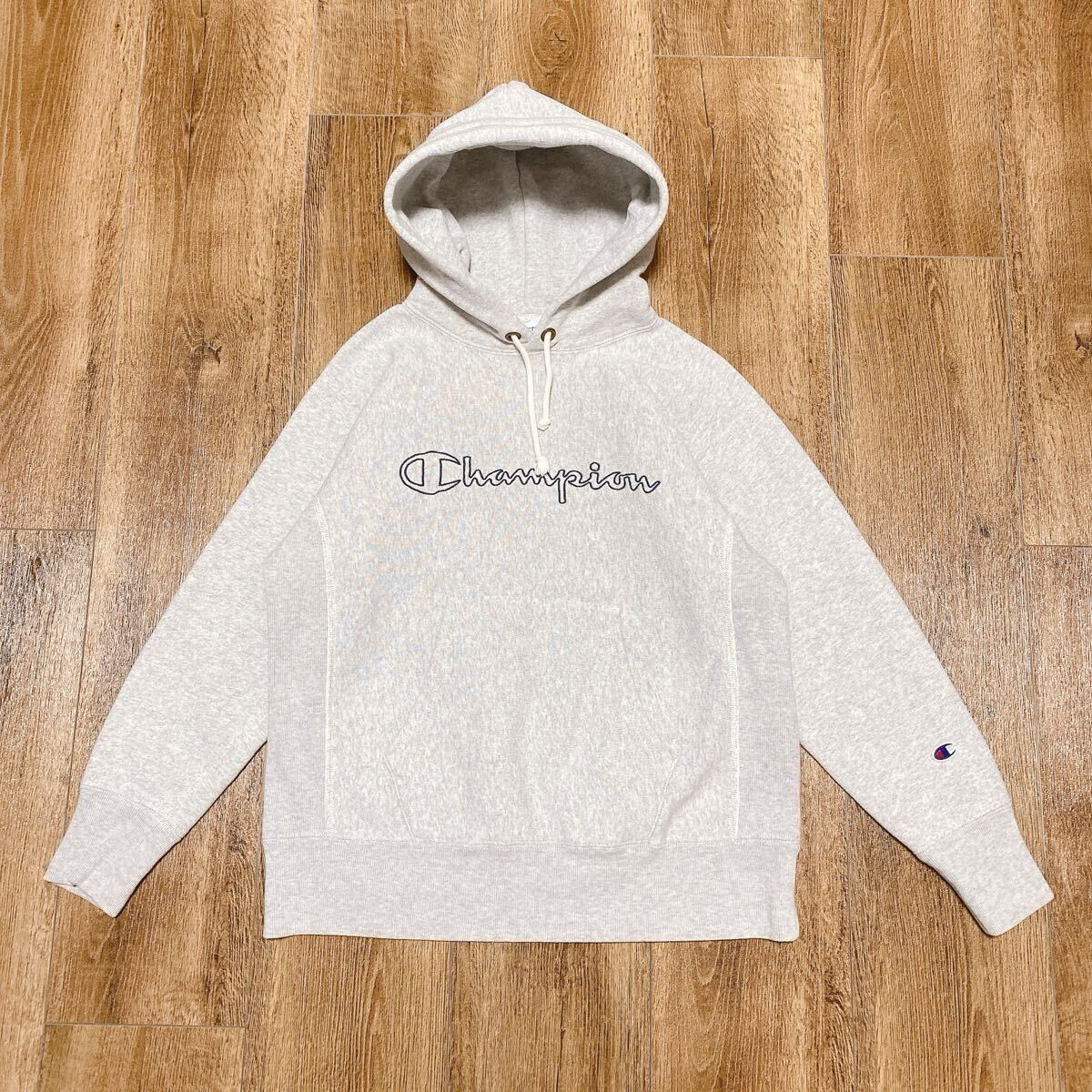 Champion■青タグ リバースウィーブ スウェット パーカー■メンズ S グレー■チャンピオン フーディ 刺繍ロゴ REVERSE WEAVE拍卖