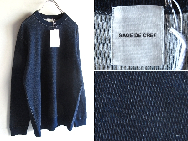新品タグ付 SAGE DE CRET サージュデクレ 2023AW スウェットライク ハニカムニット サーマル トレーナー L インディゴ BEAMS取扱ブランド拍卖