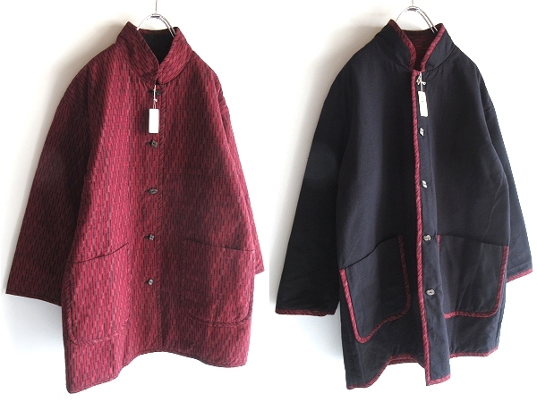 新品 定価198000円 久留米絣工房 藍木野 中綿入 エコダウン リバーシブル コート FREE レッド ブラック グレー 日本製 ゆったり拍卖