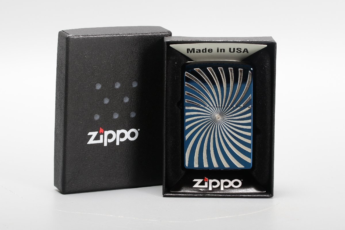 ●○Zippo オイルライター スパイラル ブルーメタリック 2013年○●拍卖