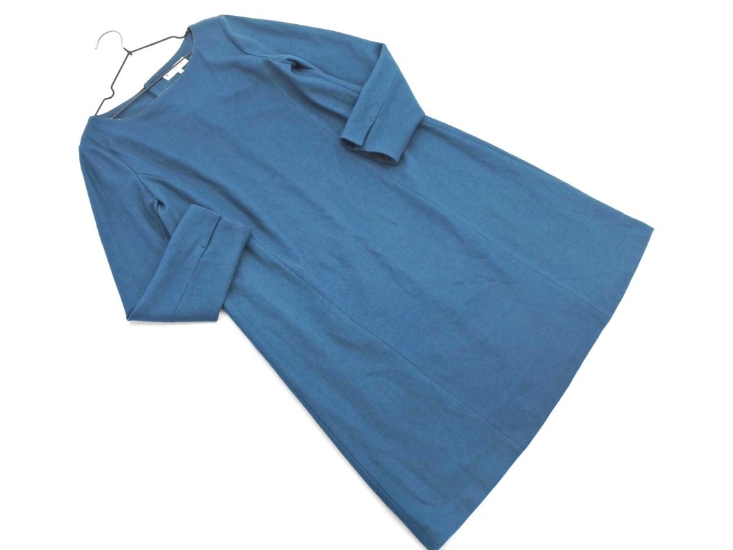 KUMIKYOKU 組曲 ウール100% ボートネック Aライン ワンピース size2/緑 ◇■ ☆ fja1 レディース拍卖