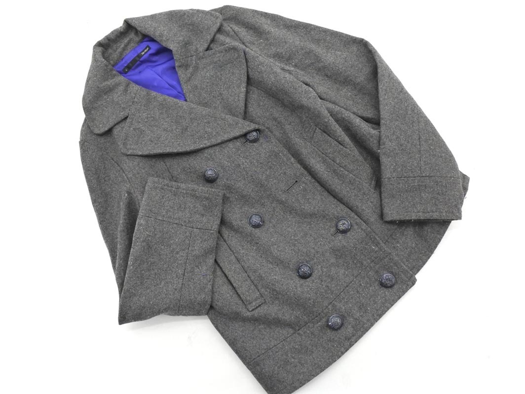 Heather ヘザー ウール混 ピー コート sizeL/グレー ◇■ ☆ fja6 レディース拍卖