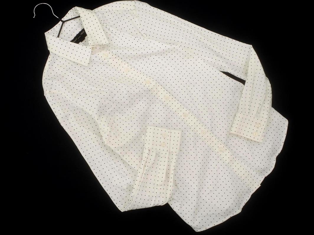 BANANA REPUBLIC バナナリパブリック ドット 長袖 シャツ sizeO/白 ◇■ ☆ fja6 レディース拍卖