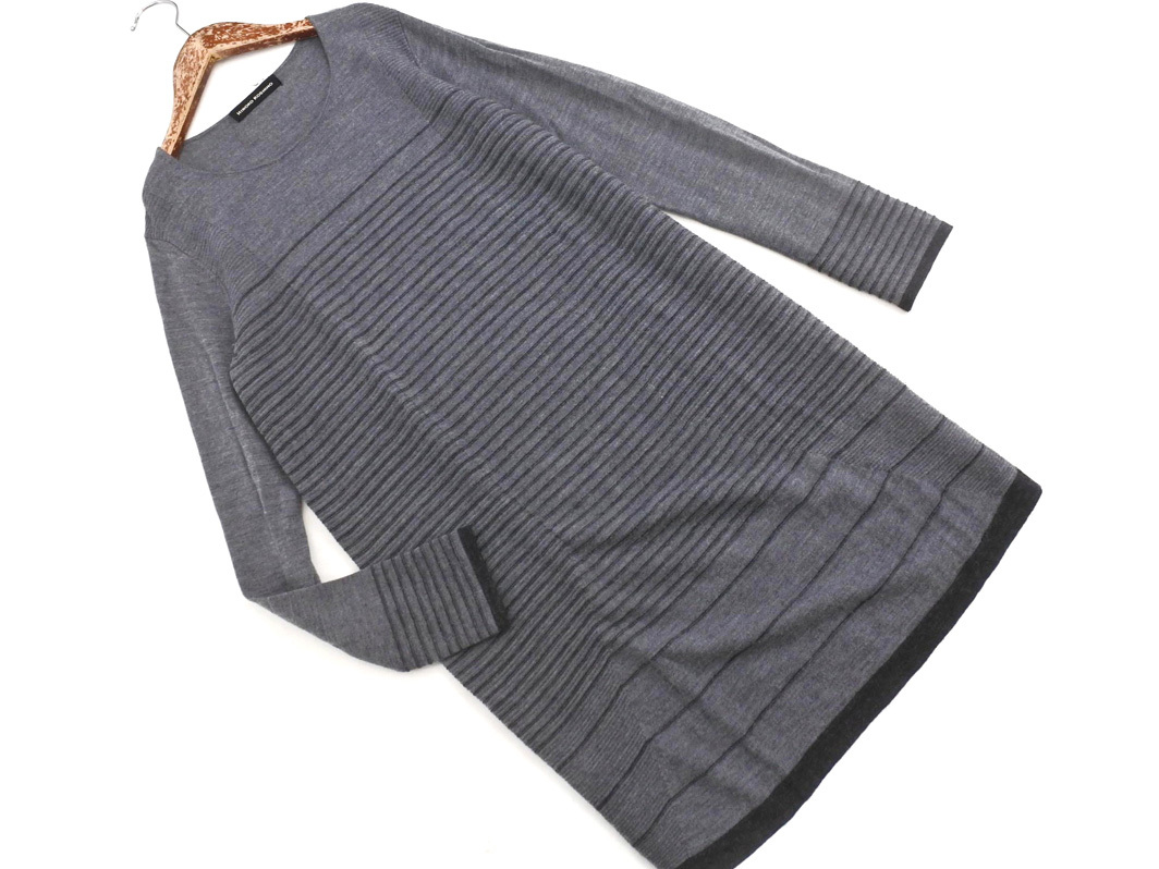 HIROKO KOSHINO ヒロココシノ ウール100% チュニック ニット セーター size38/グレー ◇■ ☆ fja7 レディース拍卖