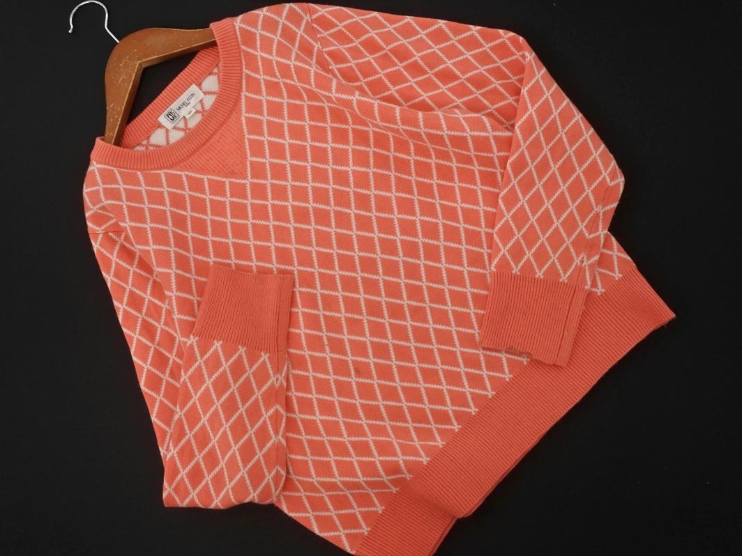 MICHEL KLEIN ミッシェルクラン チェック ニット セーター size38/ピンクx白 ◇■ ☆ fja8 レディース拍卖