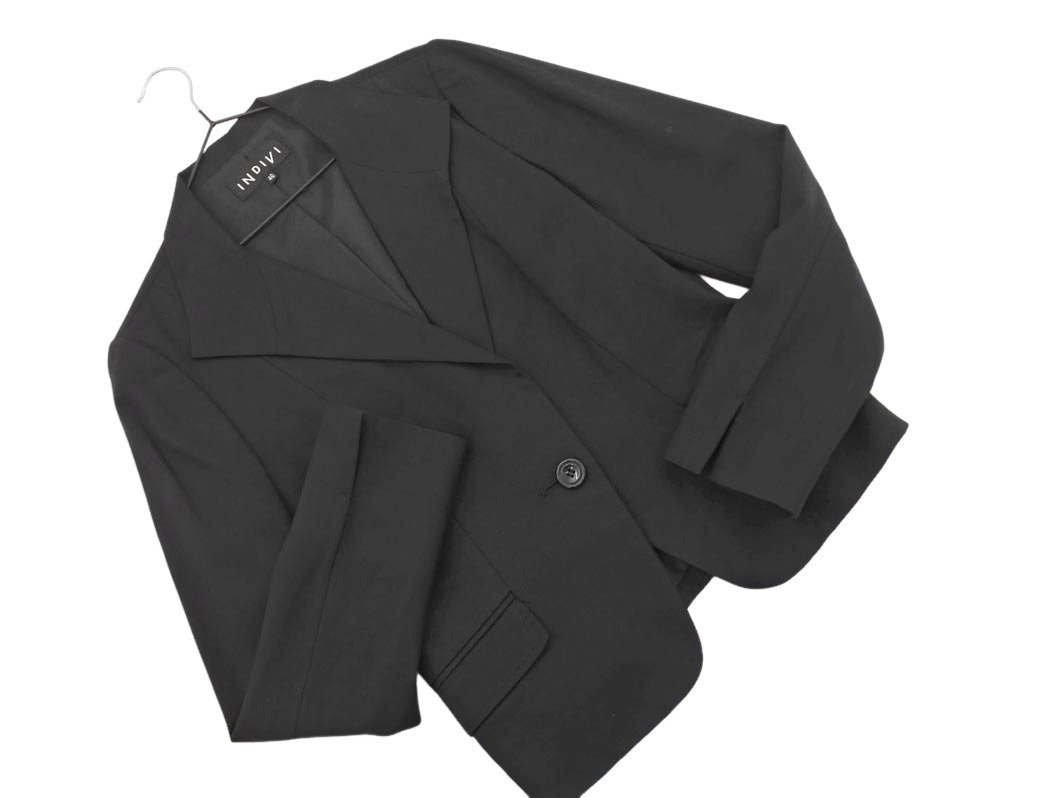 INDIVI インディヴィ ウール混 ジャケット size40/黒 ◇■ ☆ fjb0 レディース拍卖