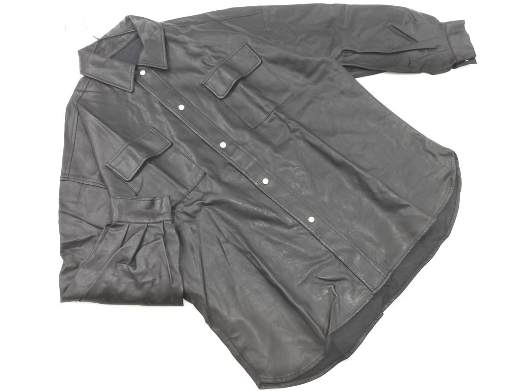 INGNI イング フェイクレザー ジャケット シャツ sizeM/黒 ◇■ ☆ fjb0 レディース拍卖