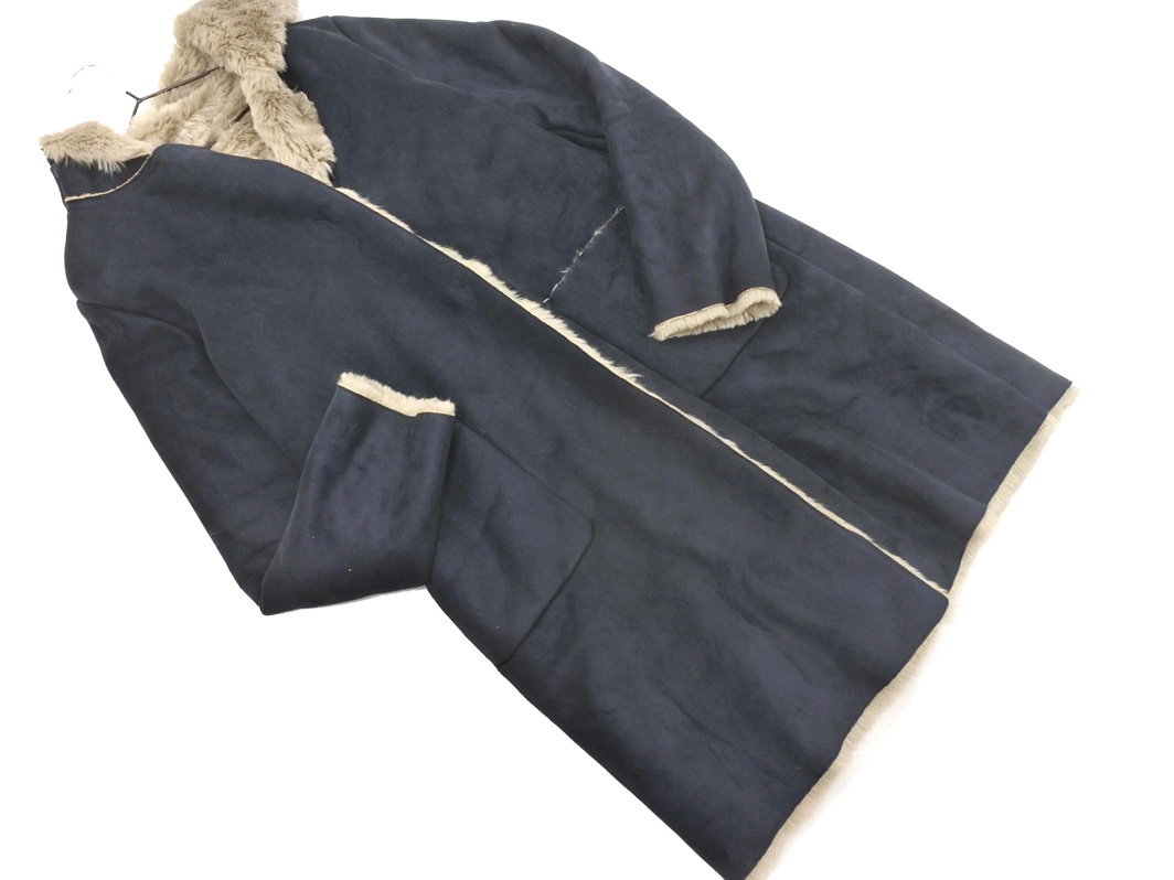 FREE’S SHOP フリーズショップ ムートン調 フェイクファー フーディー コート sizeS/紺 ◇■ ☆ fjb4 レディース拍卖