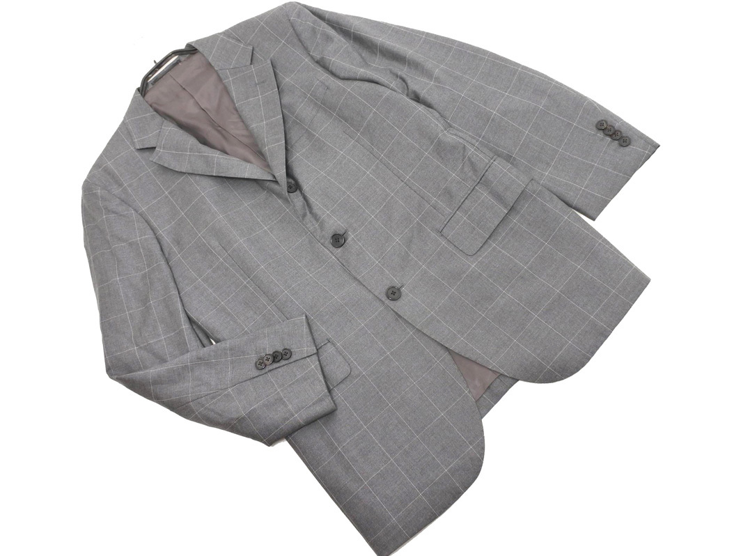 SHIPS シップス ウール100% ウインドウペン テーラード ジャケット size48/グレー ◇■ ☆ fjb4 メンズ拍卖