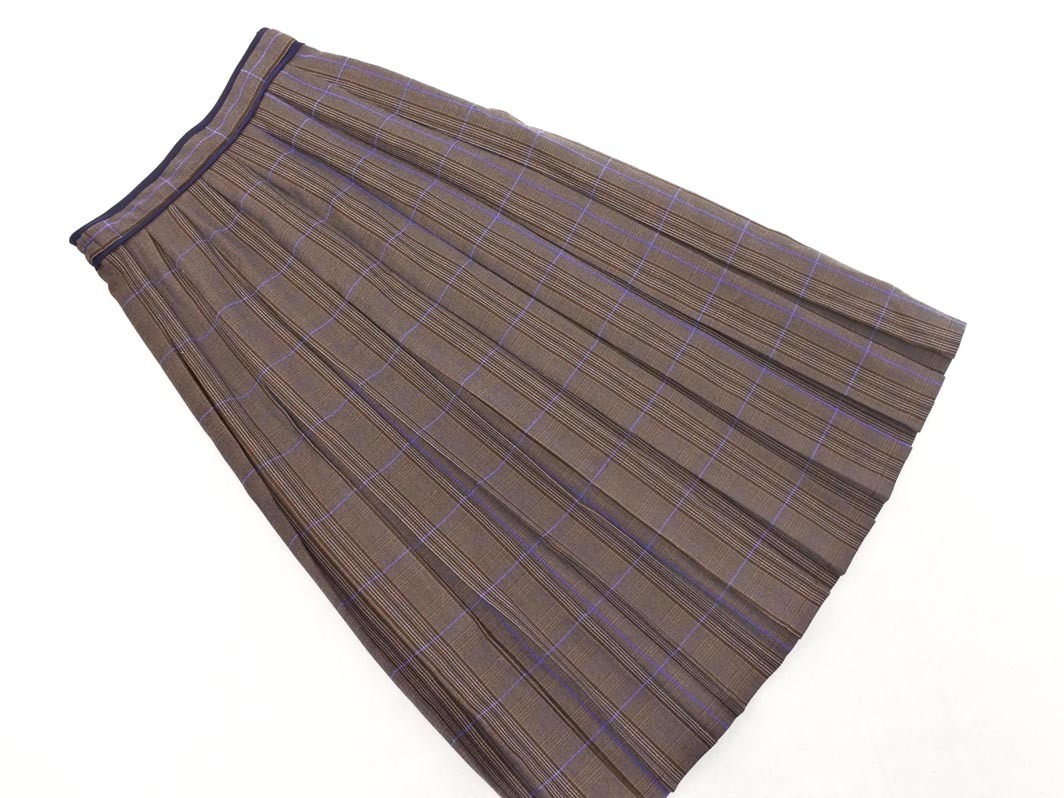 idem イデム チェック プリーツ スカート sizeF/ブラウン ◇■ ☆ fjb5 レディース拍卖