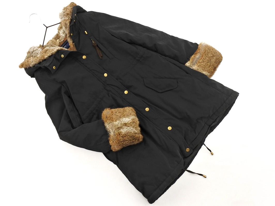 SHIPS シップス ファー フード 裏ボアライナー付き コート size36/黒 ◇■ ☆ fjb5 レディース拍卖