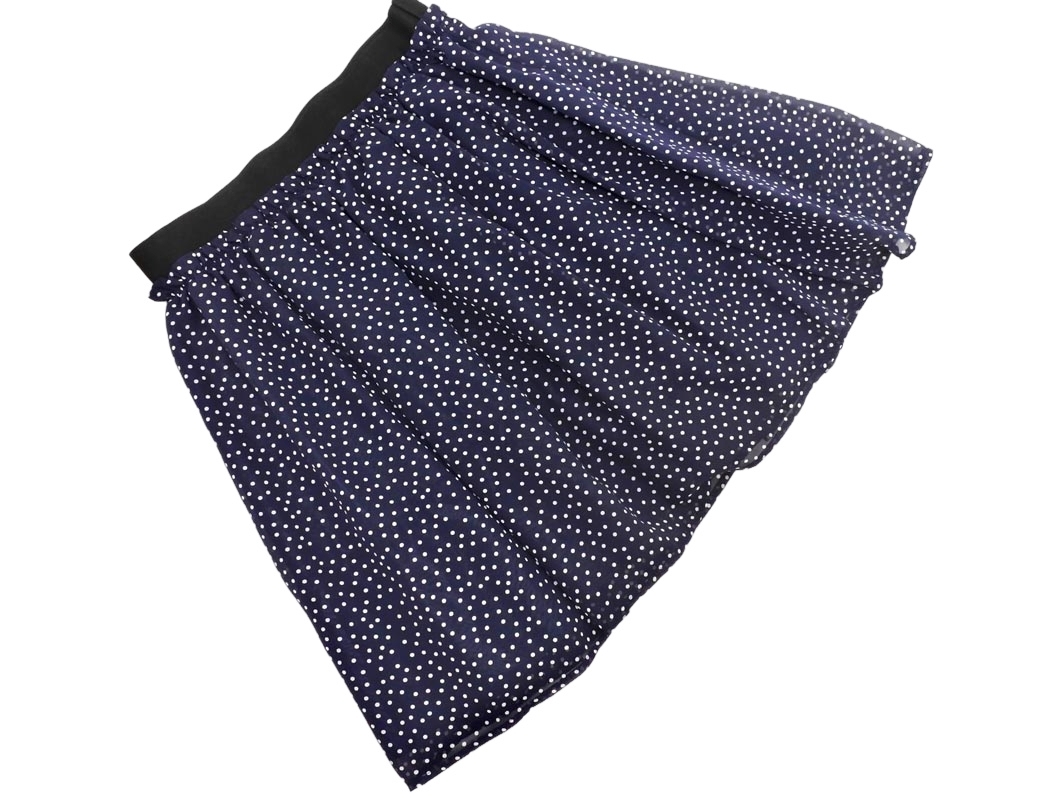 ネコポスOK To b by agnes b トゥービーバイアニエスベー ドット フレア スカート size38/紺 ■■ ☆ fjb6 レディース拍卖
