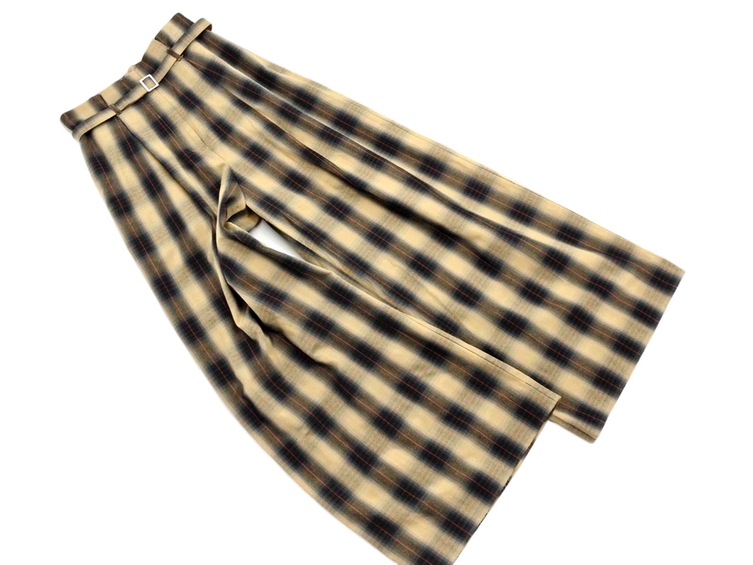 MOUSSY マウジー チェック ワイド パンツ size1/ベージュ ■■ ☆ fjb6 レディース拍卖