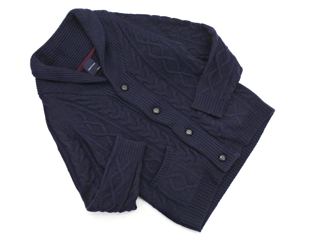SHIPS JET BLUE シップスジェットブルー ウール混 ショールカラー ニット カーディガン sizeM/紺 ◇■ ☆ fjb7 メンズ拍卖