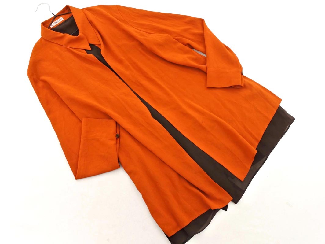 HIROKO BIS ヒロコビス フェイクレイヤード ブラウス シャツ キャラメルxダークブラウン ◇■ ☆ fjb7 レディース拍卖