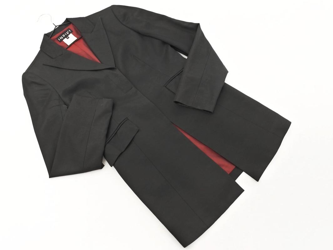 INDIVI インディヴィ ウール混 コート size38/黒 ◇■ ☆ fjb7 レディース拍卖