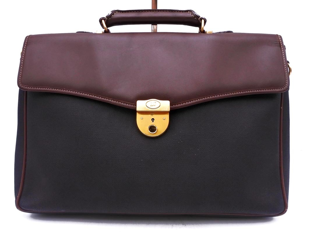 dunhill ダンヒル ブリーフケース ビジネス バッグ 黒x茶 ■■ ☆ fjb6 メンズ拍卖