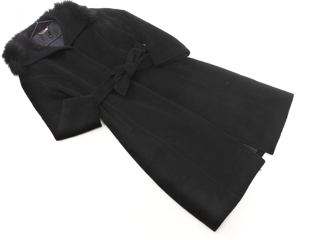 FRAGILE フラジール アンゴラ混 ファー ロング コート size38/黒 ◇■ ☆ fjc0 レディース拍卖