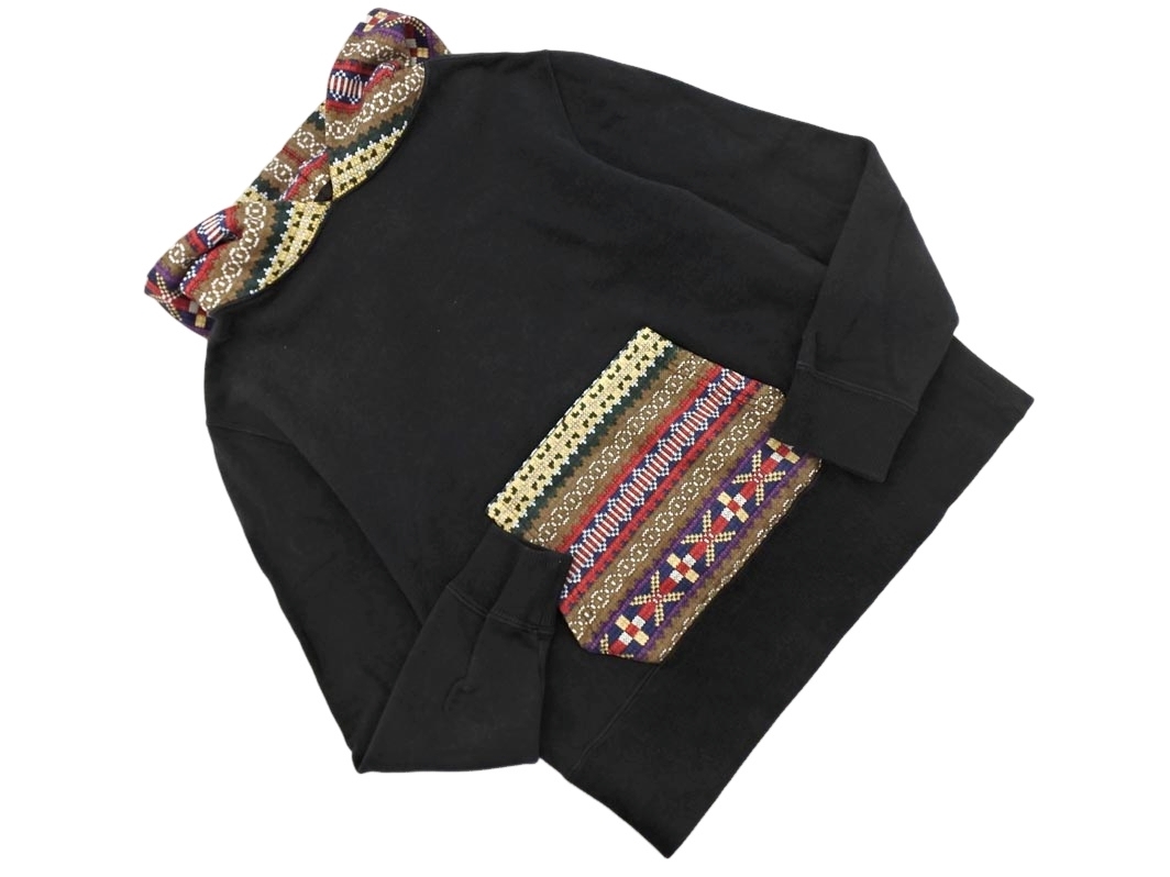 BEAMS BOY ビームスボーイ 切替 プルオーバー パーカー sizeBOY/黒x茶 ◇■ ☆ fjc0 レディース拍卖