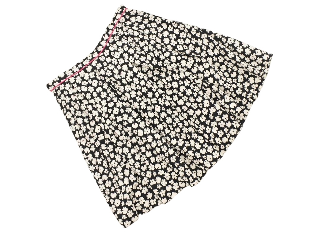 ネコポスOK To b by agnes b トゥービーバイアニエスベー 花柄 フレア スカート sizeT2/黒 ■■ ☆ fjc0 レディース拍卖