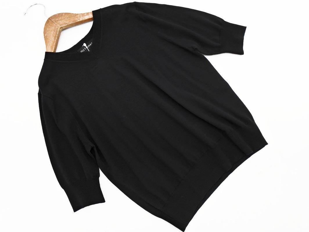 ネコポスOK 新品 JILLSTUART ジルスチュアート ウール100% 半袖 ニット セーター sizeM/黒 ◇■ ☆ fjc1 レディース拍卖