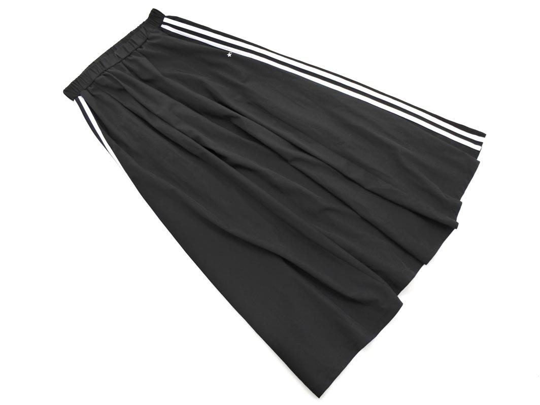 CONVERSE コンバース ロゴ 刺繍 ギャザー ロング スカート sizeM/黒 ■■ ☆ fjc1 レディース拍卖