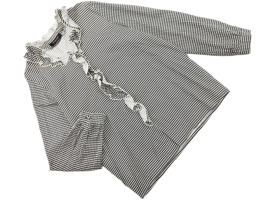 QUEENS COURT クイーンズコート フリル ハート柄 ブラウス シャツ 黒 ◇■ ☆ fjc1 レディース拍卖