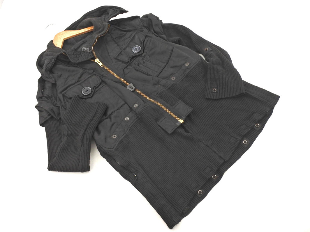 RNA アールエヌエー ウール混 フード ニット 切替 ブルゾン ジャケット sizeM/黒 ◇■ ☆ fjc2 レディース拍卖