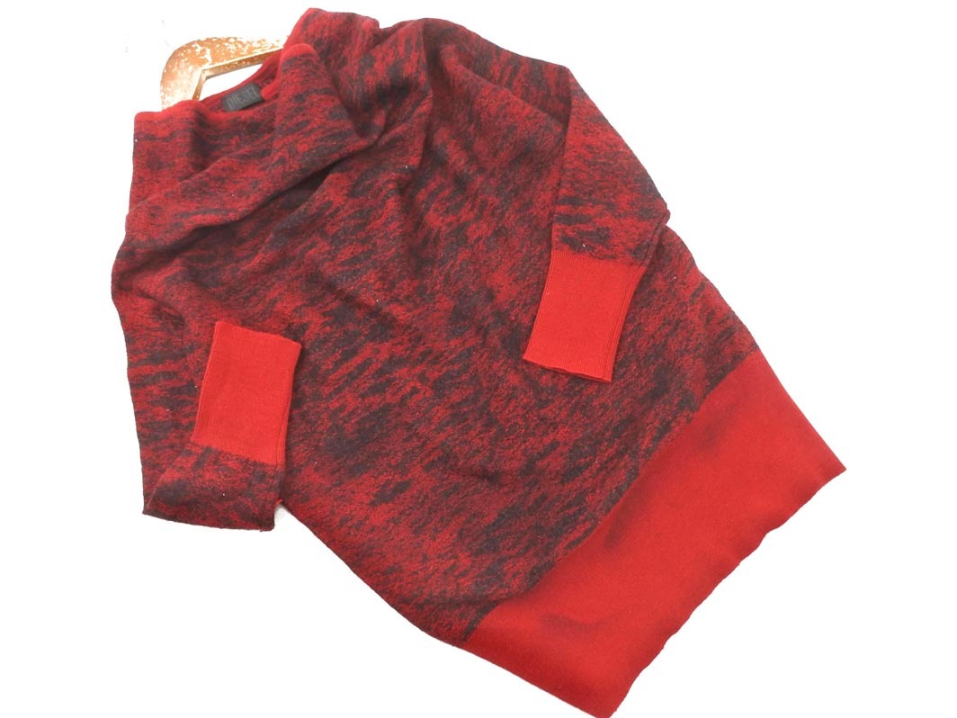 DIESEL ディーゼル ウール混 総柄 ニット セーター 赤x黒 ◇■ ☆ fjc4 レディース拍卖