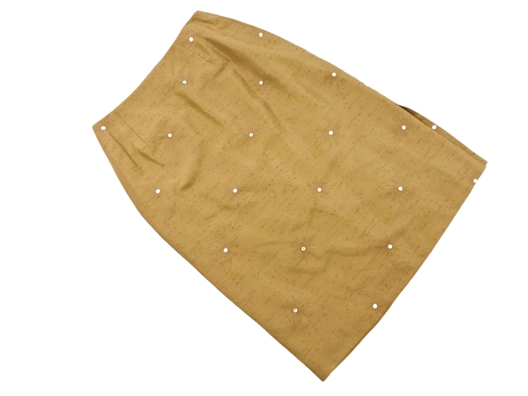 ネコポスOK COMME CA DU MODE コム サ デ モード スパンコール タイト スカート sizeM/ベージュ ■◇ ☆ fjc3 レディース拍卖