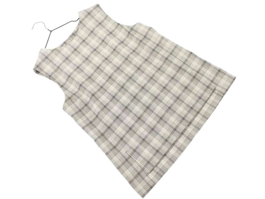 ネコポスOK ROPE ロペ グレンチェック ノースリーブ シャツ size38/白x黒 ◇■ ☆ fjc8 レディース拍卖