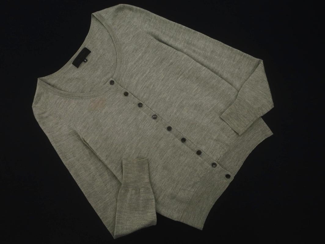 ネコポスOK UNTITLED アンタイトル ウール100% ニット カーディガン size2/グレー ◇■ ☆ fjc8 レディース拍卖