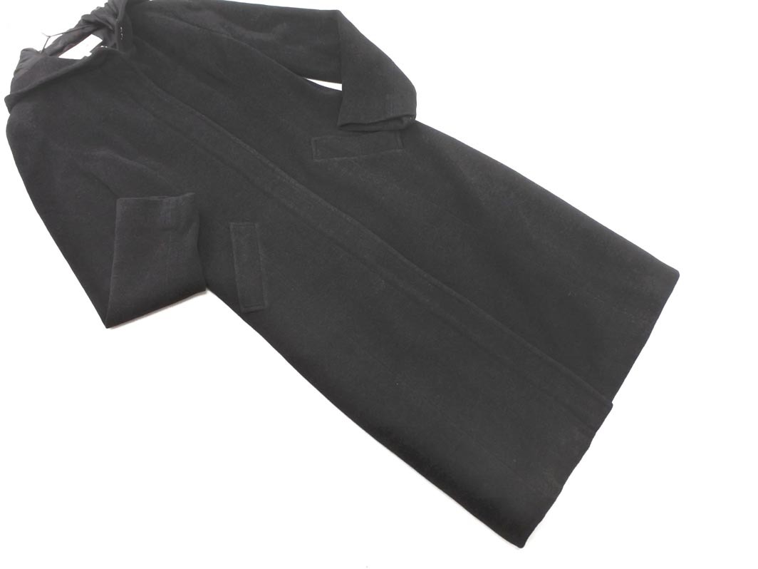 LAUTREAMONT ロートレアモン アンゴラ混 フーディ コート size2/黒 ◇■ ☆ fjc8 レディース拍卖