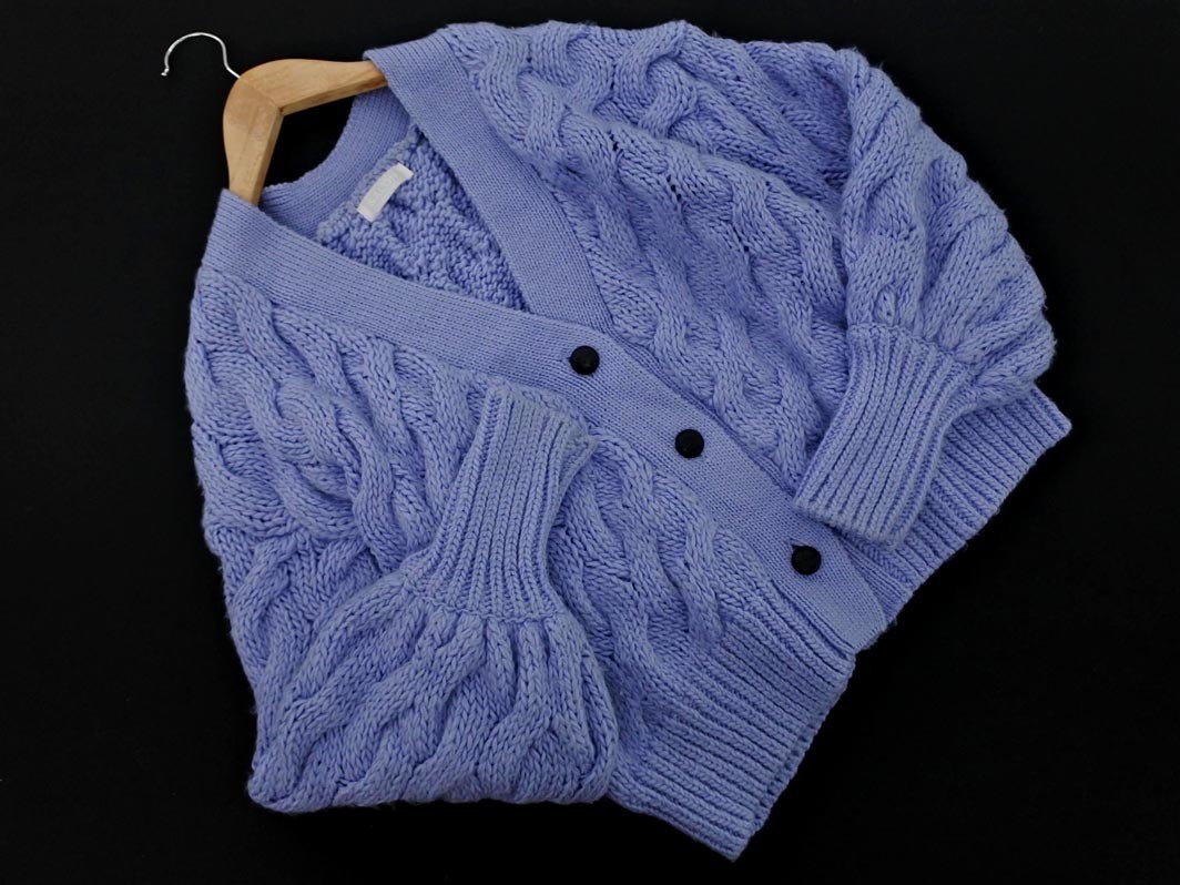 ADAM ET ROPE’ アダムエロペ Vネック ケーブル編み カーディガン sizeF/水色 ◇■ ☆ fjc9 レディース拍卖